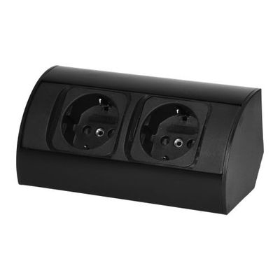 2 Stopcontacten, 60cm Kabel Zwart