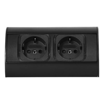 2 Stopcontacten, 60cm Kabel Zwart