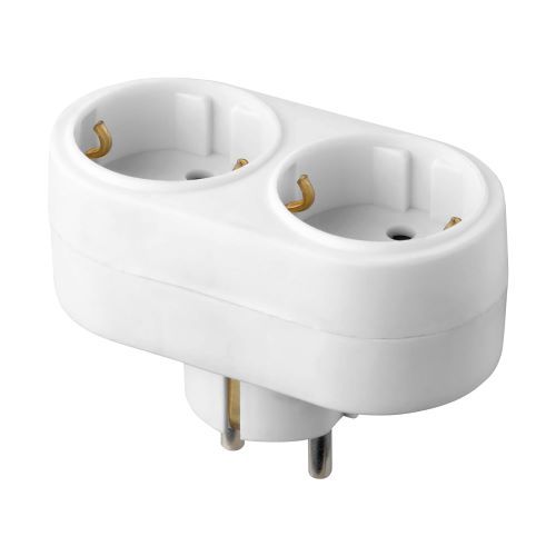 Contactsplitter -Wit- 2x Schuko Randaarde - Max.3680Watt
