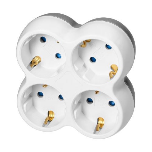 Contactsplitter -Wit- 4x Schuko Randaarde - Max.3680Watt