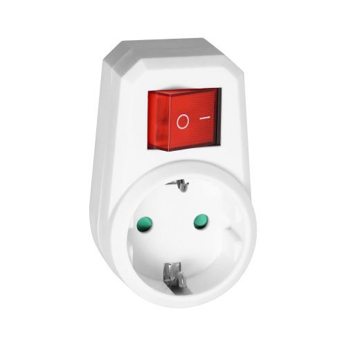 1x Schuko  -Randaarde- Aan/uit Knop