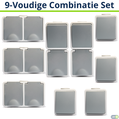 - Set van 9 - 4Enkele WCD+ 3Dubbel WCD + 2Dubbel Combi