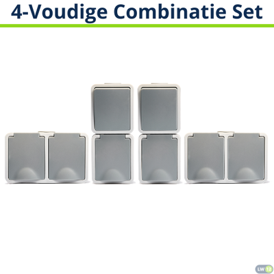 - Set van 4 - 2Dubbel WCD + 2Dubble combi - Opbouw - Grijs