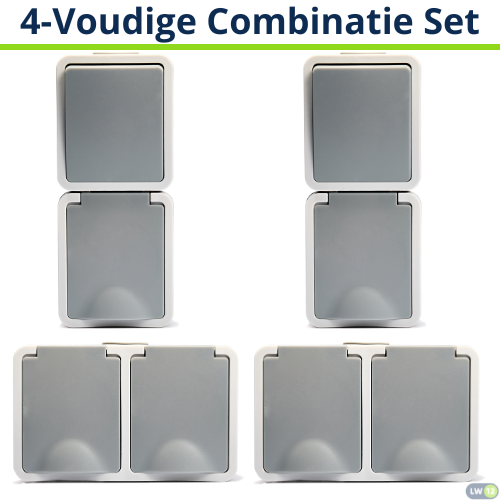 - Set van 4 - 2Dubbel WCD + 2Dubble combi - Opbouw - Grijs