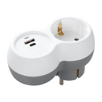 ContactSplitter - 1 Stopcontact, 2x USB (A+C) - Max.3680Watt