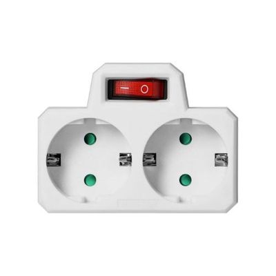 2x Schuko  -Randaarde- Aan/uit Knop