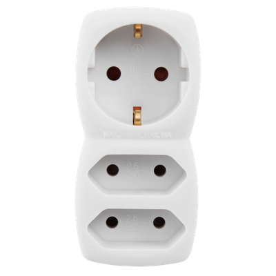 Verdeelstekker  1x Schuko 2xEuro  stekker