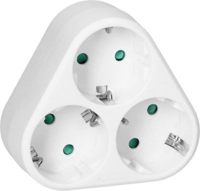 3-voudig Schuko Verdeelstekker- Randaarde Wit