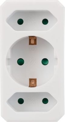 Verdeelstekker  2xEuro 1x Schuko stekker