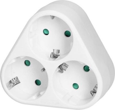 3-voudig Schuko Verdeelstekker- Randaarde Wit