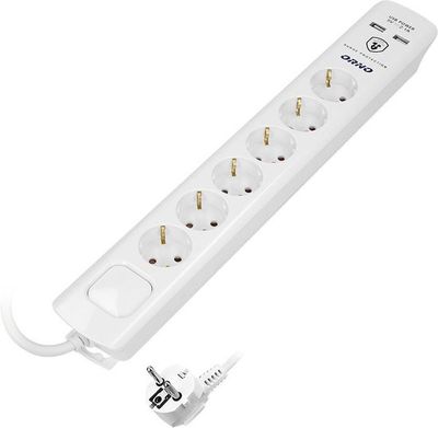 4x stopcontacten 2x USB-A Aan/uit-knop 3meter kabel