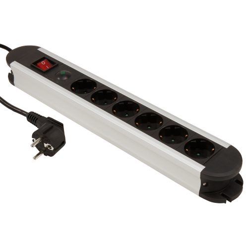 6x stopcontacten overspannings-beveiliging Aan/uit-knop 1.4meter kabel