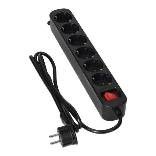 6x stopcontacten  Aan/uit-knop 3meter kabel Extra smal