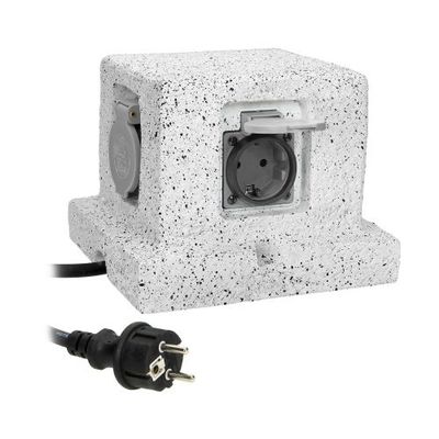 Imitatiesteen 4xStopcontact 3Meter kabel  IP44