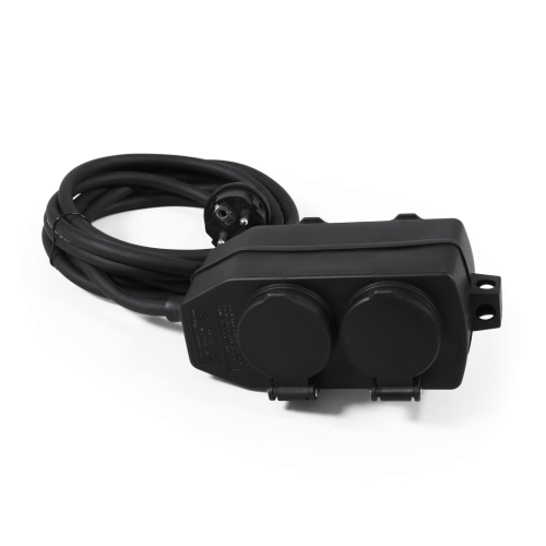 4xStopcontacten 3 Meter kabel IP44 Zwart