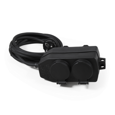 4xStopcontacten 3 Meter kabel IP44 Zwart