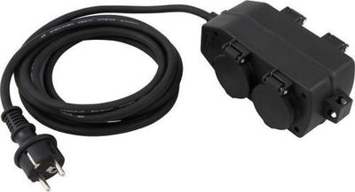 4xStopcontacten 3 Meter kabel IP44 Zwart