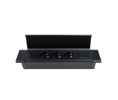 3 stopcontacten - USB A &amp; C - Inbouw Stekkerblok met 1.8 meter kabel - Zwart