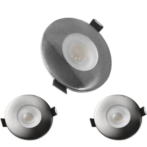 Set van 3 - Inbouwspot LED  IP65 - Ø88 mm - 4000K - 450 Lm - Geborsteld Staal