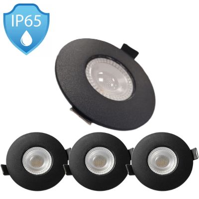 Set van 4 - Inbouwspot LED IP65 - Ø88 mm - 3000K - 450 Lm Zwart