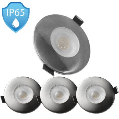 Set van 4 - Inbouwspot LED IP65 - Ø88 mm - 3000K - 450 Lm Geborsteld staal
