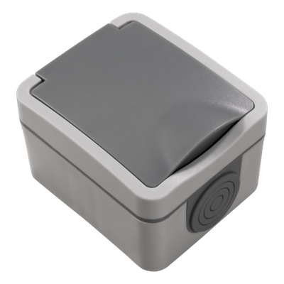 Enkele Opbouw - Stopcontact -  IP54 - "Fix" Grijs - Randaarde