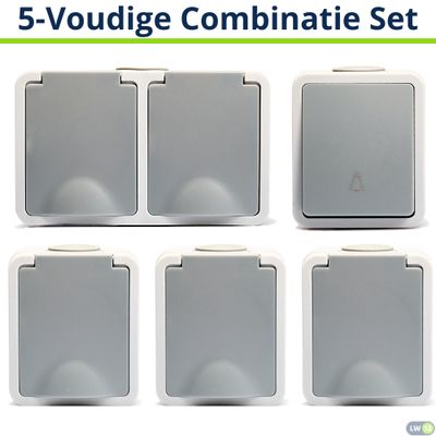 - Set van 5 - 3Enkele WCD + 1Dubbele WCD + 1Bel schakelaar