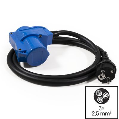 CEE>SCHUKO adapter - 1,5m kabel - 3x2.5mm 230V - 16A