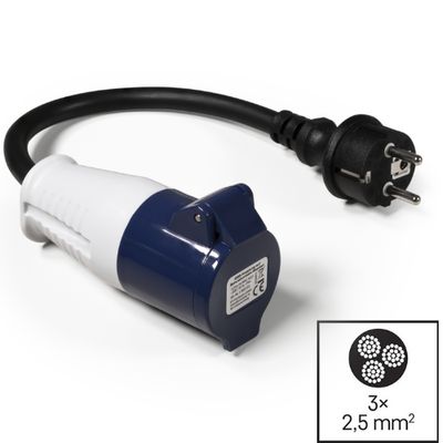 -0.35 Meter- CEE-(M)SCHUKO VerloopKabel 3x2,5 mm²