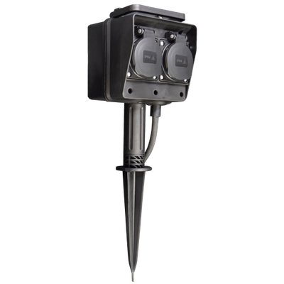 4x stopcontacten en grondpen - IP44  Kabellengte 3 meter