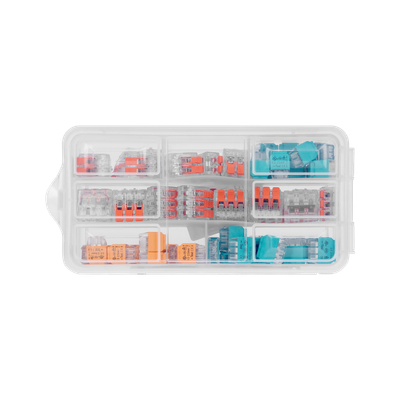 Transparante lasklemmen &amp; push-in connectoren in assortimentsdoos - 65 stuks - Ideaal voor DIY, klussen &amp; verbouwen (lasklemmen/kabelverbinders)