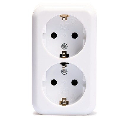 Opbouw 2x Schuko Stopcontact WCD 250V/16A - Wit