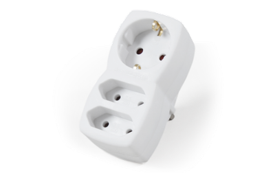 Verdeelstekker  1x Schuko 2xEuro  stekker