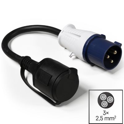 -0.35 Meter- CEE-(F)SCHUKO VerloopKabel 3x2,5 mm²