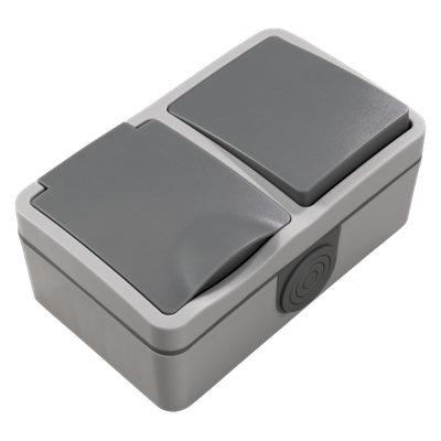 Opbouw Dubbel combinatie Horiz. 1xStopcontact + 1xSchakelaar