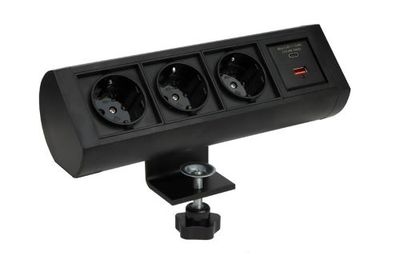 3 stopcontacten, 2x USB(A+C) 1.8 meter kabel Opbouw Zwart