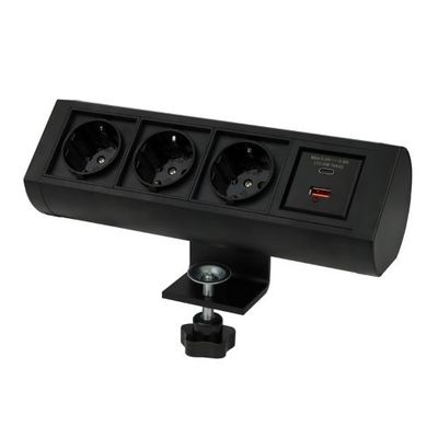 3 stopcontacten, 2x USB(A+C) 1.8 meter kabel Opbouw Zwart