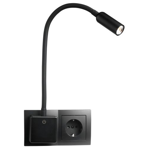 Nachtlamp 4W - 40cm Flex arm - Stopcontact Zwart