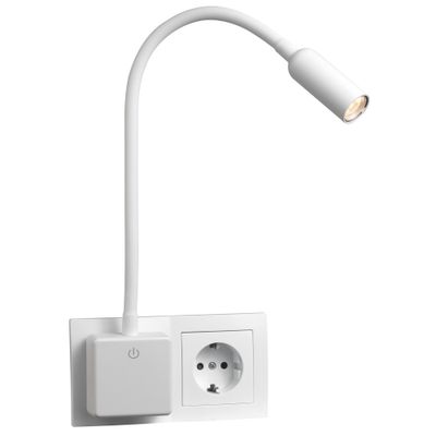 Nachtlamp 4W - 40cm Flex arm Stopcontact Wit