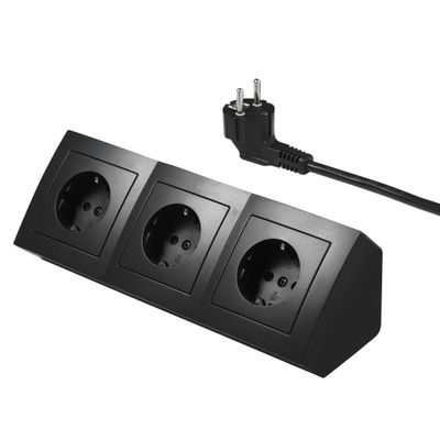 3 Stopcontacten - 2 Meter kabel + Stekker - Zwart