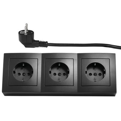 3 Stopcontacten - 2 Meter kabel + Stekker - Zwart