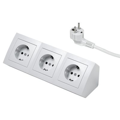 3 Stopcontacten - 2 meter kabel + Stekker - Wit