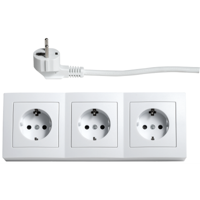 3 Stopcontacten - 2 meter kabel + Stekker - Wit