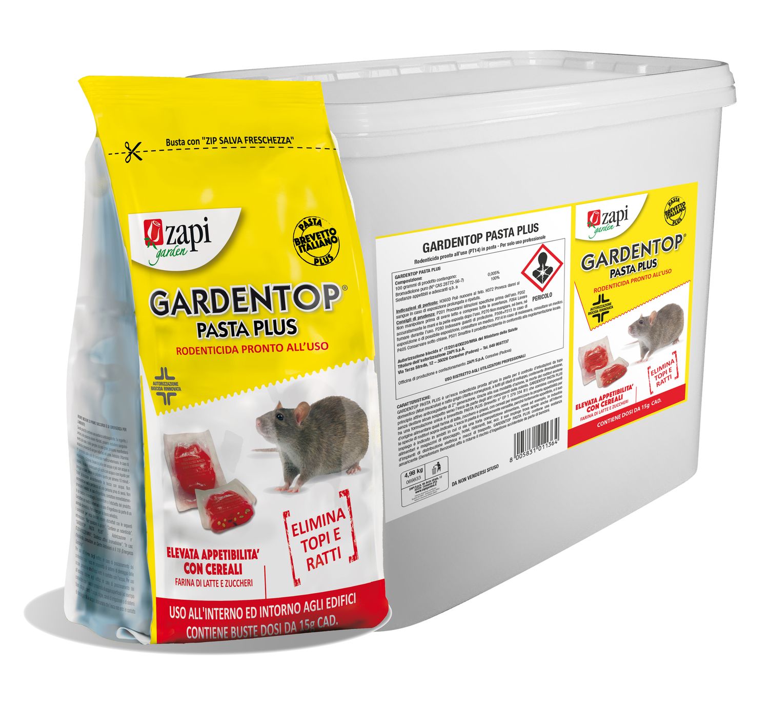GARDENTOP PASTA PLUS - RODENTICIDA  - ZAPI - Conf. 5 Kg