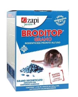 BRODITOP GRANO - Rodenticida pronto all&#39;uso - Zapi - Conf. 1,5 Kg: 3 buste da 500 gr
