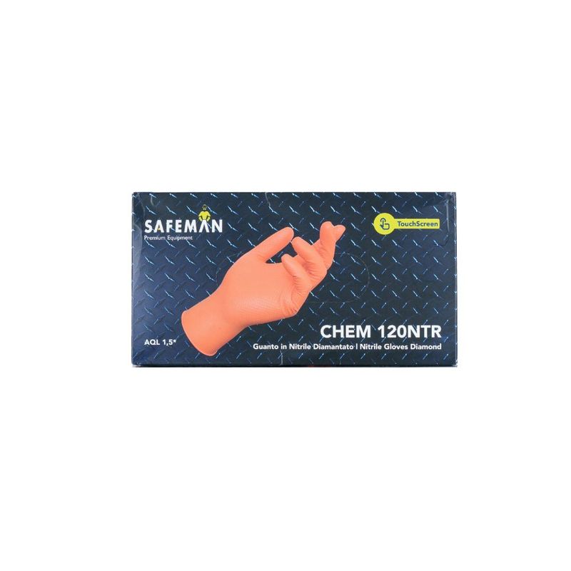 Guanto Monouso in Nitrile Arancio Diamantato - Safeman -