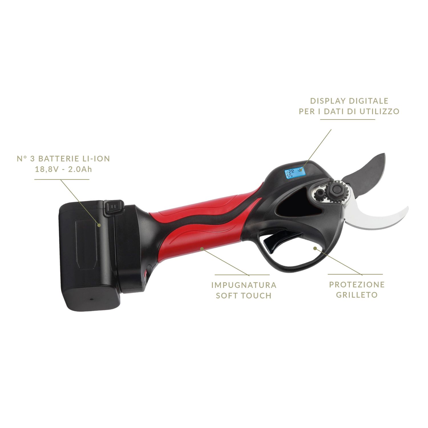 Forbice elettrica Aima LX35 con 3 batterie 16,8V - 2Ah