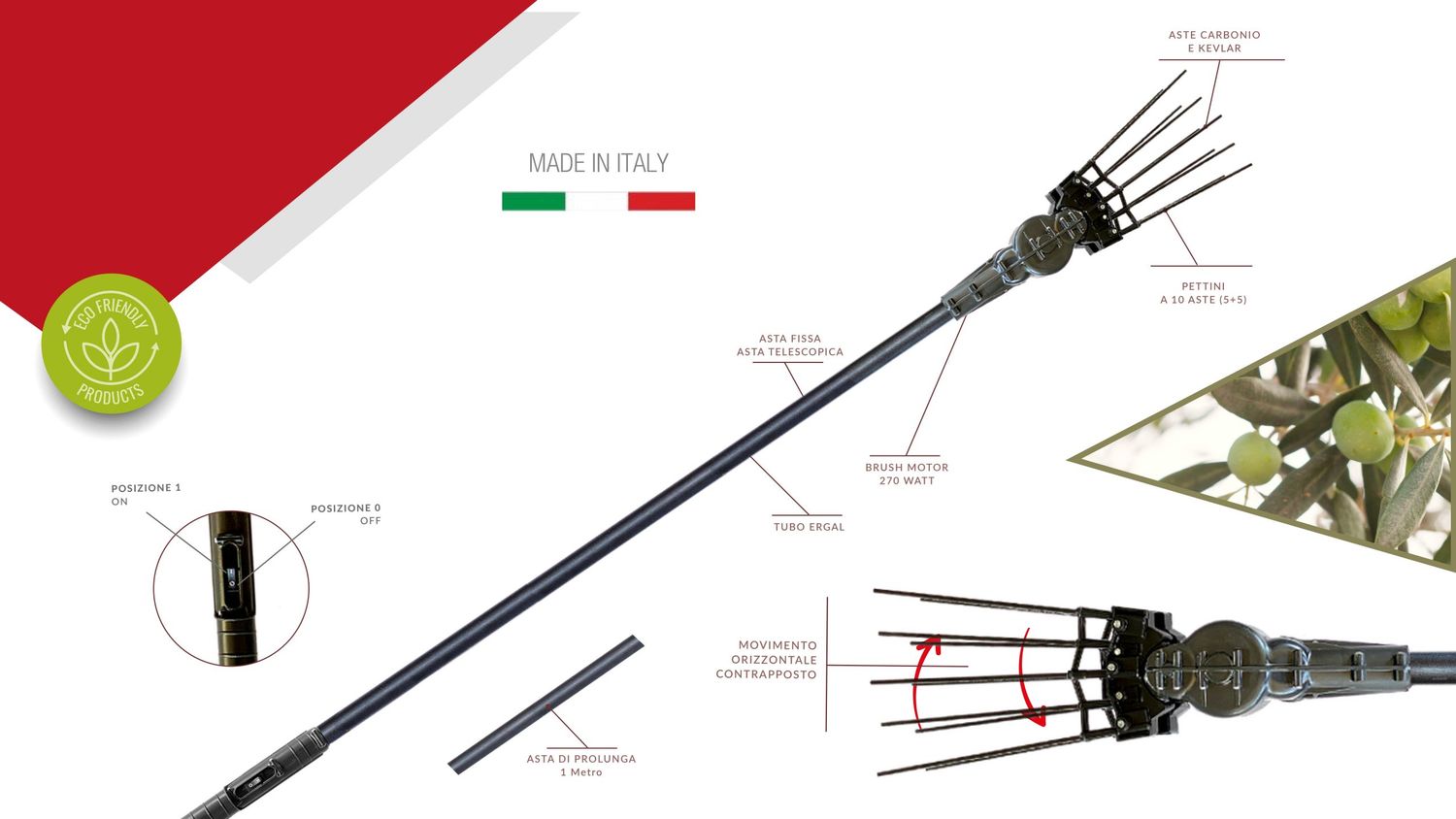 Scuotitore Abbacchiatore Elettrico Twist Plus 2.0 Asta Fissa 185/275cm Aima