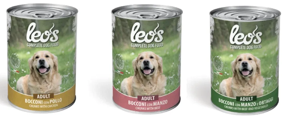 MONGE LEO'S CIBO COMPLETO PER CANE. 12 LATTINE MISTE DA 1230 GR CADAUNO