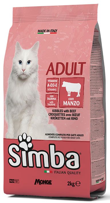 Cibo Gatto Monge Simba 2 kg Croccantini Manzo